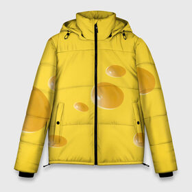 Мужская зимняя куртка 3D с принтом Реалистичный желтый сыр в Екатеринбурге, верх — 100% полиэстер; подкладка — 100% полиэстер; утеплитель — 100% полиэстер | длина ниже бедра, свободный силуэт Оверсайз. Есть воротник-стойка, отстегивающийся капюшон и ветрозащитная планка. 

Боковые карманы с листочкой на кнопках и внутренний карман на молнии. | еда | желтый | крыса | мышиный | мышь | прикольная | сыр | сырный | узор | фастфуд