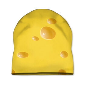 Шапка 3D с принтом Реалистичный желтый сыр в Екатеринбурге, 100% полиэстер | универсальный размер, печать по всей поверхности изделия | еда | желтый | крыса | мышиный | мышь | прикольная | сыр | сырный | узор | фастфуд