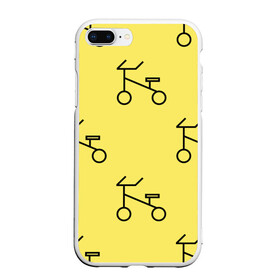 Чехол для iPhone 7Plus/8 Plus матовый с принтом Велосипеды на желтом в Екатеринбурге, Силикон | Область печати: задняя сторона чехла, без боковых панелей | велик | велосипед | велоспрот | желтый | кататься | летний | паттерн | покатушки | спорт | узор