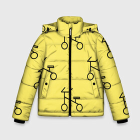 Зимняя куртка для мальчиков 3D с принтом Велосипеды на желтом в Екатеринбурге, ткань верха — 100% полиэстер; подклад — 100% полиэстер, утеплитель — 100% полиэстер | длина ниже бедра, удлиненная спинка, воротник стойка и отстегивающийся капюшон. Есть боковые карманы с листочкой на кнопках, утяжки по низу изделия и внутренний карман на молнии. 

Предусмотрены светоотражающий принт на спинке, радужный светоотражающий элемент на пуллере молнии и на резинке для утяжки | велик | велосипед | велоспрот | желтый | кататься | летний | паттерн | покатушки | спорт | узор