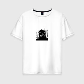 Женская футболка хлопок Oversize с принтом Samurai в Екатеринбурге, 100% хлопок | свободный крой, круглый ворот, спущенный рукав, длина до линии бедер
 | 