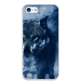 Чехол для iPhone 5/5S матовый с принтом Красивый волк в Екатеринбурге, Силикон | Область печати: задняя сторона чехла, без боковых панелей | wolf | ауф | волк | волчонок | зима | синеглазый волк