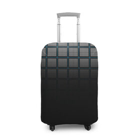 Чехол для чемодана 3D с принтом клетка в Екатеринбурге, 86% полиэфир, 14% спандекс | двустороннее нанесение принта, прорези для ручек и колес | геометрия | клетка | линии | полоски | полосы | ровно | серый | сетка | синий | темный | точки | черный