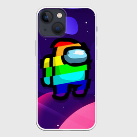 Чехол для iPhone 13 mini с принтом AMONG US   RAINBOW SPACE в Екатеринбурге,  |  | among | among us | amongus | crewmate | game | games | imposter | impostor | logo | monster | sabotage | shhh | амонг | амонг ас | амонгас | игра | игры | импостер | космос | крюмейт | лого | логотип | логотипы | монстр | саботаж | символ | сим