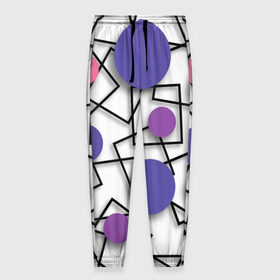 Мужские брюки 3D с принтом Геометрический узор в Екатеринбурге, 100% полиэстер | манжеты по низу, эластичный пояс регулируется шнурком, по бокам два кармана без застежек, внутренняя часть кармана из мелкой сетки | 3д эффект | графика | квадраты | объемные фигуры | разноцветные круги