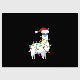 Поздравительная открытка с принтом Рождественская Лама в Екатеринбурге, 100% бумага | плотность бумаги 280 г/м2, матовая, на обратной стороне линовка и место для марки
 | 2021 | 21 | 2k21 | 2к21 | chrystmas | lama | marry | new | santa | snow | xmas | year | год | годом | дед | елка | елки | клаус | лама | лес | мороз | настроение | новогоднее | новогоднему | новый | новым | по | рождество | с | санта | снег
