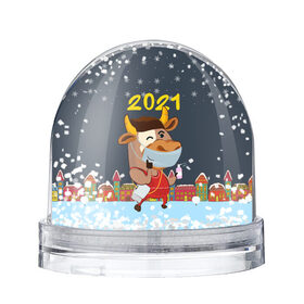 Снежный шар с принтом Коронавирусный Новый Год в Екатеринбурге, Пластик | Изображение внутри шара печатается на глянцевой фотобумаге с двух сторон | 2021 | 7 января | bull | newyear | santa | бык | быки | бычок | год быка | дед мороз | корова | новогодние каникулы | новогодние праздники | новый 2021 | новый год | новый год 2021 | рождество | сани | санта | санта клаус