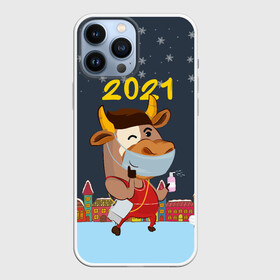 Чехол для iPhone 13 Pro Max с принтом Коронавирусный Новый Год в Екатеринбурге,  |  | 2021 | 7 января | bull | newyear | santa | бык | быки | бычок | год быка | дед мороз | корова | новогодние каникулы | новогодние праздники | новый 2021 | новый год | новый год 2021 | рождество | сани | санта | санта клаус