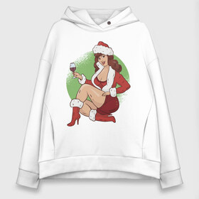 Женское худи Oversize хлопок с принтом Pin Up Girl Christmas в Екатеринбурге, френч-терри — 70% хлопок, 30% полиэстер. Мягкий теплый начес внутри —100% хлопок | боковые карманы, эластичные манжеты и нижняя кромка, капюшон на магнитной кнопке | christmas | drawing | girl | new year | pin up | девушка | новый год | пин ап | рисунок | рождество | снегурочка