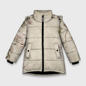 Зимняя куртка для девочек 3D с принтом Цветущая сакура в Екатеринбурге, ткань верха — 100% полиэстер; подклад — 100% полиэстер, утеплитель — 100% полиэстер. | длина ниже бедра, удлиненная спинка, воротник стойка и отстегивающийся капюшон. Есть боковые карманы с листочкой на кнопках, утяжки по низу изделия и внутренний карман на молнии. 

Предусмотрены светоотражающий принт на спинке, радужный светоотражающий элемент на пуллере молнии и на резинке для утяжки. | Тематика изображения на принте: акварель. | бабочки | гуашь | розы | сакура | тушь | цветы | чернила | япония | японская живопись