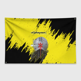 Флаг-баннер с принтом Cyberpunk 2077 в Екатеринбурге, 100% полиэстер | размер 67 х 109 см, плотность ткани — 95 г/м2; по краям флага есть четыре люверса для крепления | cd project red | cyberpunk 2077 | keanu reeves | samurai | игра | киану ривз | киберпанк 2077 | самураи