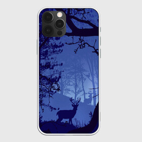 Чехол для iPhone 12 Pro с принтом ЛЕС в Екатеринбурге, силикон | область печати: задняя сторона чехла, без боковых панелей | закат | лес | ночной лес | олень | природа | туман