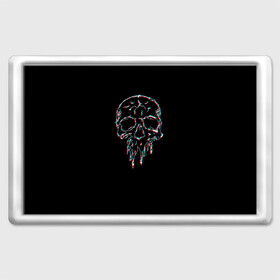Магнит 45*70 с принтом Skull Glitch в Екатеринбурге, Пластик | Размер: 78*52 мм; Размер печати: 70*45 | bone | glitch | graffite | neon | skull | глитч | голова | граффити | кости | кость | неон | полосы | рисунок | человек | череп