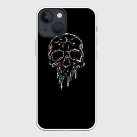 Чехол для iPhone 13 mini с принтом Skull /Glitch/ в Екатеринбурге,  |  | bone | glitch | graffite | neon | skull | глитч | голова | граффити | кости | кость | неон | полосы | рисунок | человек | череп