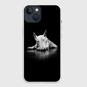 Чехол для iPhone 13 с принтом Puppy в Екатеринбурге,  |  | bull terrier | dog | ears | eyes | muzzle | nose | paws | puppy | бультерьер | глаза | лапы | нос | уши | щенок