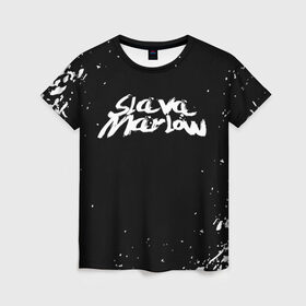 Женская футболка 3D с принтом Slava marlow в Екатеринбурге, 100% полиэфир ( синтетическое хлопкоподобное полотно) | прямой крой, круглый вырез горловины, длина до линии бедер | rap | slava marlow | артём готлиб | видеоблогер и рэпер | российский музыкальный продюсер | рэп | слава марлоу
