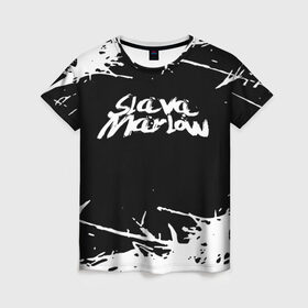 Женская футболка 3D с принтом Slava marlow в Екатеринбурге, 100% полиэфир ( синтетическое хлопкоподобное полотно) | прямой крой, круглый вырез горловины, длина до линии бедер | rap | slava marlow | артём готлиб | видеоблогер и рэпер | российский музыкальный продюсер | рэп | слава марлоу