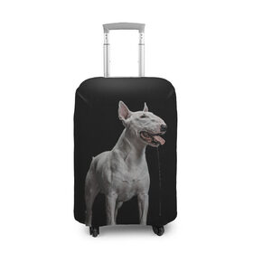 Чехол для чемодана 3D с принтом Bully в Екатеринбурге, 86% полиэфир, 14% спандекс | двустороннее нанесение принта, прорези для ручек и колес | bull terrier | dog | ears | eyes | fangs | jaw | muzzle | paws | saliva | tongue | бультерьер | глаза | клыки | лапы | нос | пасть | слюна | собака | уши | язык