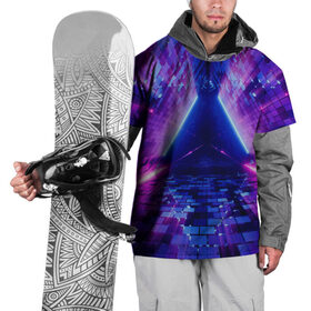 Накидка на куртку 3D с принтом Неоновый туннель в Екатеринбурге, 100% полиэстер |  | геометрия | лазер | неон | розовый | свет | синий | треугольник | фигура | фиолетовый | цвета
