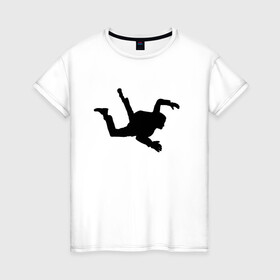Женская футболка хлопок с принтом Парашютист в Екатеринбурге, 100% хлопок | прямой крой, круглый вырез горловины, длина до линии бедер, слегка спущенное плечо | небо | параплан | парашютист | парашютный спорт | полёт