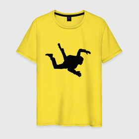 Мужская футболка хлопок с принтом Парашютист в Екатеринбурге, 100% хлопок | прямой крой, круглый вырез горловины, длина до линии бедер, слегка спущенное плечо. | небо | параплан | парашютист | парашютный спорт | полёт