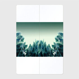 Магнитный плакат 2Х3 с принтом акварельный лес градиент в Екатеринбурге, Полимерный материал с магнитным слоем | 6 деталей размером 9*9 см | акварель | горы | деревья | дымка | ели | лес | нрадиент | олень | отражение | природа | рисунок | силуэты