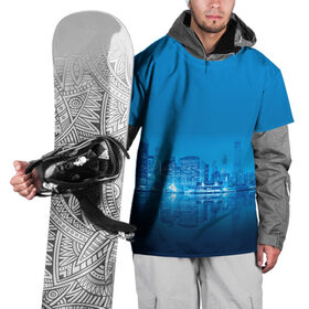 Накидка на куртку 3D с принтом вид на ночной мегаполис в Екатеринбурге, 100% полиэстер |  | вид | здания | мегаполис | многоэтажки | ночной город | отражение | смог | туман