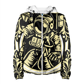 Женская куртка 3D с принтом Космонавт освоение космоса в Екатеринбурге, ткань верха — 100% полиэстер, подклад — флис | прямой крой, подол и капюшон оформлены резинкой с фиксаторами, два кармана без застежек по бокам, один большой потайной карман на груди. Карман на груди застегивается на липучку | astronaut | outerspace | астронавт | буквы | в космосе | гитара | дата | космический корабль | космическое пространство | космонавт | космос | скафандр | слова | узоры | фразы | цифры | шаттл
