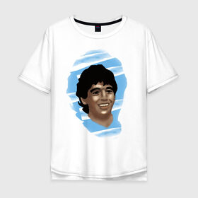 Мужская футболка хлопок Oversize с принтом Diego Maradona в Екатеринбурге, 100% хлопок | свободный крой, круглый ворот, “спинка” длиннее передней части | diego maradona | football | диего марадона | матч | первенство | футбол | чемпионат
