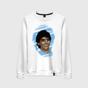 Женский свитшот хлопок с принтом Diego Maradona в Екатеринбурге, 100% хлопок | прямой крой, круглый вырез, на манжетах и по низу широкая трикотажная резинка  | diego maradona | football | диего марадона | матч | первенство | футбол | чемпионат