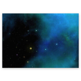 Поздравительная открытка с принтом Туманный космос в Екатеринбурге, 100% бумага | плотность бумаги 280 г/м2, матовая, на обратной стороне линовка и место для марки
 | арт | звезда | звёзды | космос | небо | ночное небо | ночь | облако | рисунок | сияние | туманность | яркие цвета