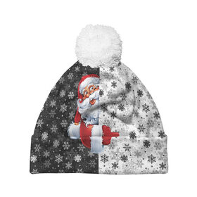 Шапка 3D c помпоном с принтом Дед Мороз в Екатеринбурге, 100% полиэстер | универсальный размер, печать по всей поверхности изделия | christmas | merry christmas | дед мороз | ёлка | зима | мороз | новый год | подарок | праздник | рождество | с новым годом | санта клаус | снегурочка | снежинки