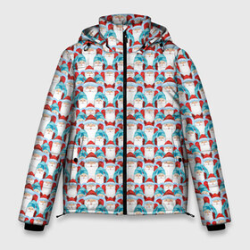 Мужская зимняя куртка 3D с принтом Дед Мороз в Екатеринбурге, верх — 100% полиэстер; подкладка — 100% полиэстер; утеплитель — 100% полиэстер | длина ниже бедра, свободный силуэт Оверсайз. Есть воротник-стойка, отстегивающийся капюшон и ветрозащитная планка. 

Боковые карманы с листочкой на кнопках и внутренний карман на молнии. | christmas | merry christmas | дед мороз | ёлка | зима | мороз | новый год | подарок | праздник | рождество | с новым годом | санта клаус | снегурочка | снежинки