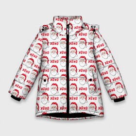 Зимняя куртка для девочек 3D с принтом ХоХо в Екатеринбурге, ткань верха — 100% полиэстер; подклад — 100% полиэстер, утеплитель — 100% полиэстер. | длина ниже бедра, удлиненная спинка, воротник стойка и отстегивающийся капюшон. Есть боковые карманы с листочкой на кнопках, утяжки по низу изделия и внутренний карман на молнии. 

Предусмотрены светоотражающий принт на спинке, радужный светоотражающий элемент на пуллере молнии и на резинке для утяжки. | christmas | merry christmas | дед мороз | ёлка | зима | мороз | новый год | подарок | праздник | рождество | с новым годом | санта клаус | снегурочка | снежинки