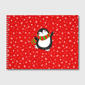 Альбом для рисования с принтом ПИНГВИНЁНОК (парная) в Екатеринбурге, 100% бумага
 | матовая бумага, плотность 200 мг. | Тематика изображения на принте: 2021 | christmas | merry christmas | santa claus | дед мороз | новогодний оленёнок | новогодний олень | новогодний пингвин | новогодний пингвинёнок | новый год | новый год 2021 | олень | пингвин | пингвинёнок | рождество
