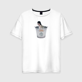 Женская футболка хлопок Oversize с принтом Лань Чжань в ведерке в Екатеринбурге, 100% хлопок | свободный крой, круглый ворот, спущенный рукав, длина до линии бедер
 | ванцзи | ведро | гусу | магистр дьявольского культа | неукротимый | юмор