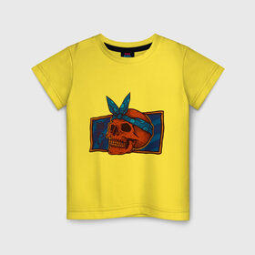 Детская футболка хлопок с принтом Skull on mirror в Екатеринбурге, 100% хлопок | круглый вырез горловины, полуприлегающий силуэт, длина до линии бедер | art | mirror | new school | pop art | skull | арт. поп арт | зеркало | нью скулл | череп