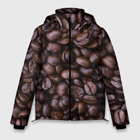 Мужская зимняя куртка 3D с принтом Кофейные зёрна в Екатеринбурге, верх — 100% полиэстер; подкладка — 100% полиэстер; утеплитель — 100% полиэстер | длина ниже бедра, свободный силуэт Оверсайз. Есть воротник-стойка, отстегивающийся капюшон и ветрозащитная планка. 

Боковые карманы с листочкой на кнопках и внутренний карман на молнии. | Тематика изображения на принте: абстрактные | абстрактный | абстракция | еда | зёрна | зерно | кофе | кофеёк | кофейные | напитки | напиток | питьё