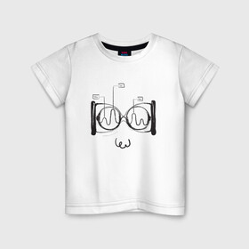 Детская футболка хлопок с принтом Absurd 2 в Екатеринбурге, 100% хлопок | круглый вырез горловины, полуприлегающий силуэт, длина до линии бедер | Тематика изображения на принте: абстрактный | геометрия | круги | лицо | очки | песочные часы | черно белый