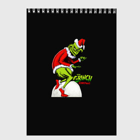 Скетчбук с принтом Grinch X-mas в Екатеринбурге, 100% бумага
 | 48 листов, плотность листов — 100 г/м2, плотность картонной обложки — 250 г/м2. Листы скреплены сверху удобной пружинной спиралью | claus | grinch | happy new year | merry christmas | santa | snowman | x mas | гринч | дед мороз | елка | клаус | новый год | рождество | с новым годом | санта | снеговик