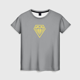 Женская футболка 3D с принтом Бриллиант pantone 2021 в Екатеринбурге, 100% полиэфир ( синтетическое хлопкоподобное полотно) | прямой крой, круглый вырез горловины, длина до линии бедер | блеск | бриллиант | кристалл | минимализм | роскошь