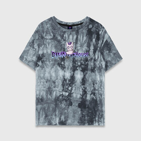 Женская футболка хлопок Oversize с принтом Даня Милохин DREAMTEAM HOUSE в Екатеринбурге, 100% хлопок | свободный крой, круглый ворот, спущенный рукав, длина до линии бедер
 | dreamteam | dreamteamhouse | tiktok | блогер | дримтим | тикток