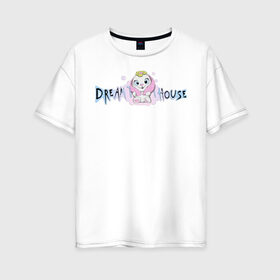 Женская футболка хлопок Oversize с принтом Диана Астер DREAMTEAM HOUSE в Екатеринбурге, 100% хлопок | свободный крой, круглый ворот, спущенный рукав, длина до линии бедер
 | dreamteam | dreamteamhouse | tiktok | блогер | диана астер | дримтим | тикток
