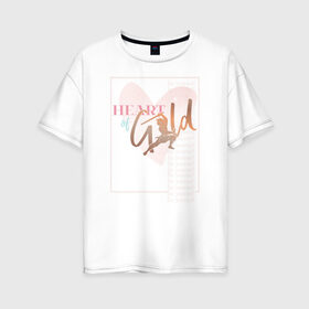 Женская футболка хлопок Oversize с принтом Heart of gold в Екатеринбурге, 100% хлопок | свободный крой, круглый ворот, спущенный рукав, длина до линии бедер
 | disney princess | mulan | vdkotan | мулан