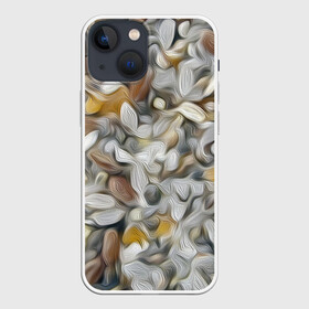 Чехол для iPhone 13 mini с принтом желто серый каменный узор в Екатеринбурге,  |  | abstraction | pebbles | stones | texture | абстракция | галька | камни | мазки | текстура