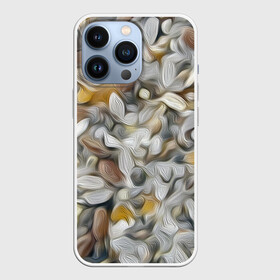 Чехол для iPhone 13 Pro с принтом желто серый каменный узор в Екатеринбурге,  |  | abstraction | pebbles | stones | texture | абстракция | галька | камни | мазки | текстура