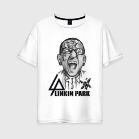 Женская футболка хлопок Oversize с принтом Linkin park в Екатеринбурге, 100% хлопок | свободный крой, круглый ворот, спущенный рукав, длина до линии бедер
 | 