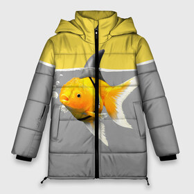 Женская зимняя куртка 3D с принтом Рыба-акула (PANTONE 13-0647) в Екатеринбурге, верх — 100% полиэстер; подкладка — 100% полиэстер; утеплитель — 100% полиэстер | длина ниже бедра, силуэт Оверсайз. Есть воротник-стойка, отстегивающийся капюшон и ветрозащитная планка. 

Боковые карманы с листочкой на кнопках и внутренний карман на молнии | pantone 13 0647 | аквариум | акула | вобла | вода | домино | икра | камбала | карась | кит | лосось | меч | море | мясо | озеро | океан | окунь | пила.карп | плавник.удочка | прикольные | река | русалка | рыбак