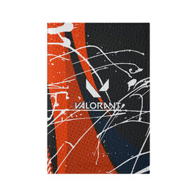 Обложка для паспорта матовая кожа с принтом Valorant в Екатеринбурге, натуральная матовая кожа | размер 19,3 х 13,7 см; прозрачные пластиковые крепления | game | valorant | брызги | валоранд | валорант | игра | линии | стрелялка | шутер