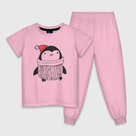 Детская пижама хлопок с принтом Милый пингвин в Екатеринбурге, 100% хлопок |  брюки и футболка прямого кроя, без карманов, на брюках мягкая резинка на поясе и по низу штанин
 | 